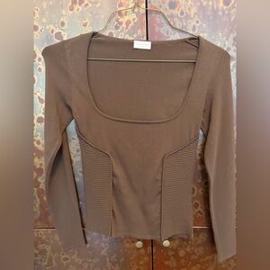 Valentino Chocolate Brown Long Sleeve Top. Brand new/Italy/XS/S Spandex Viscose
